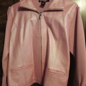 Pink metallic leather jacket